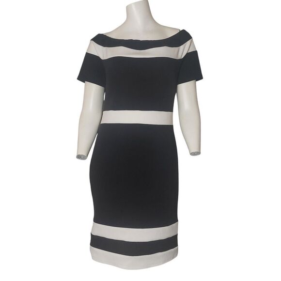 Suzy Shier Black and White Dress with Bateau Neckline - Picture 1 of 12